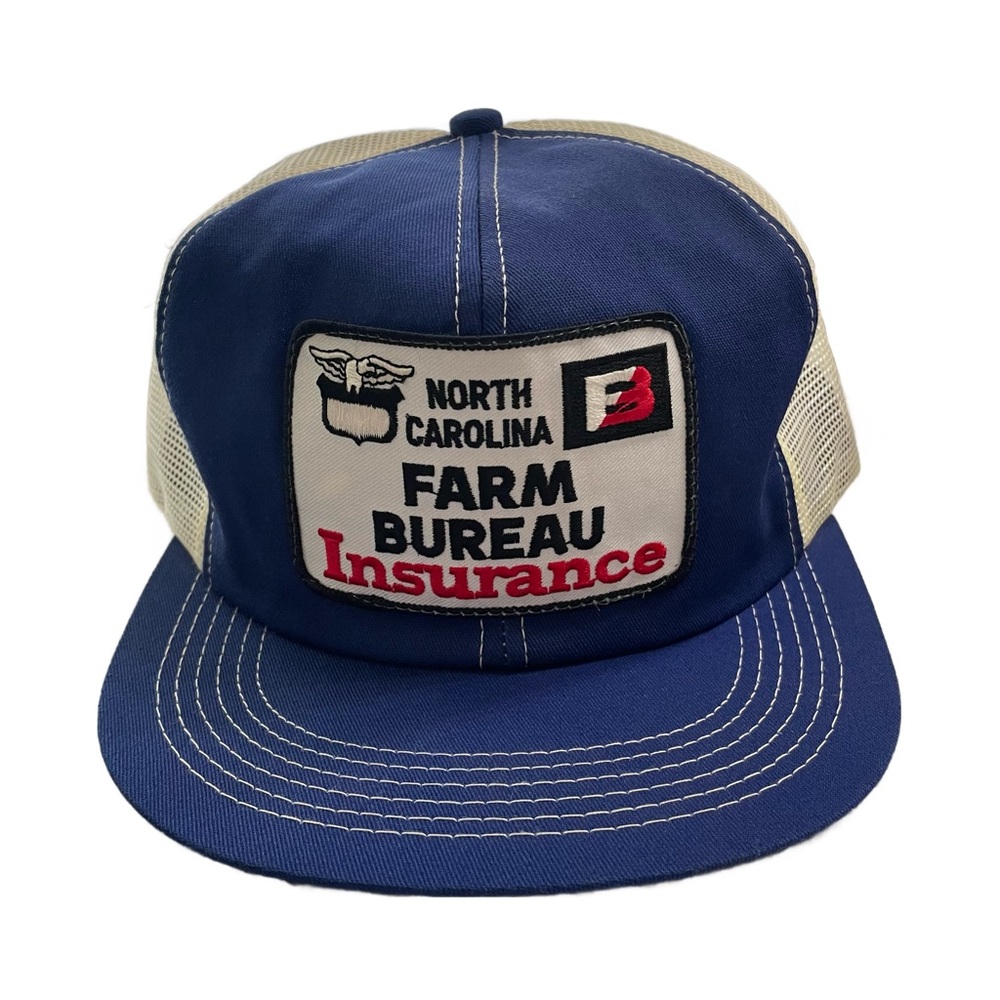 Vintage North Carolina Farm Bureau Insurance Blue Trucker Hat Legend Snapback